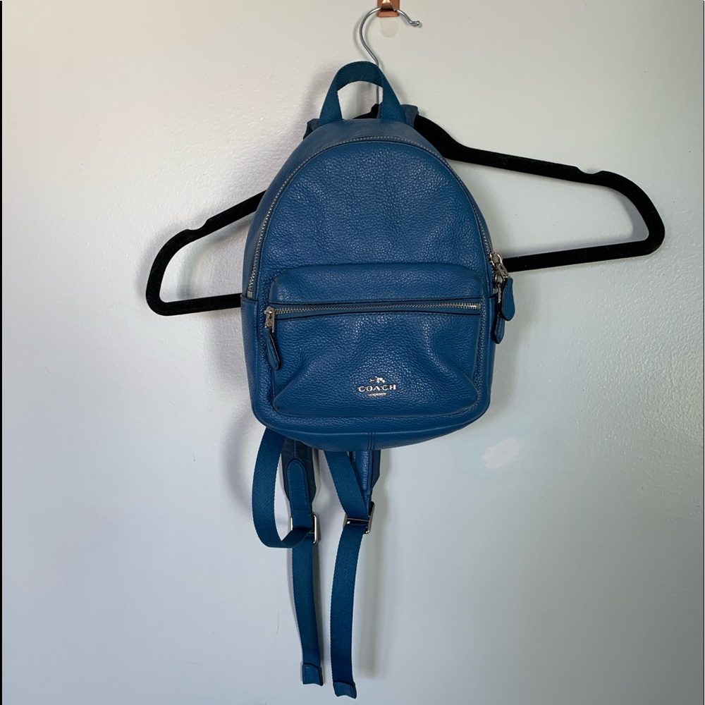 Authentic COACH Blue Pebbled Leather Mini Charlie backpack